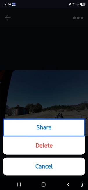 cell phone screen shot demonstrating buttons that are high contrast white for a high contrast black color theme